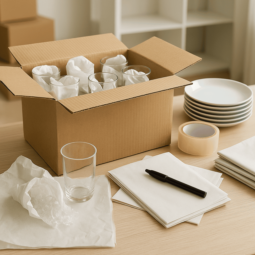 Gläser & Geschirr sicher für den Umzug verpacken